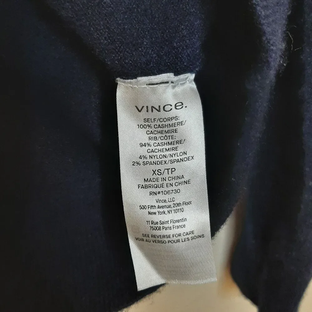 Vince Sweater Black Women Size XS 100% Cashmere Pullover V-Neck Long Sleeves - Picture 8 of 11